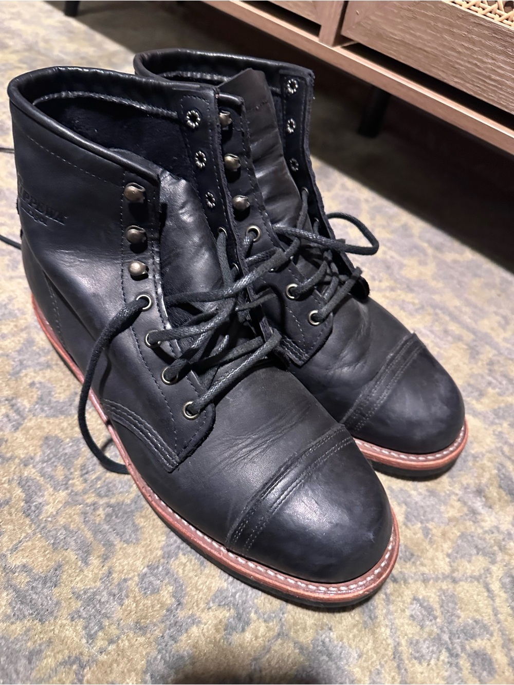 Men's Black Leather Lace-Up Boots